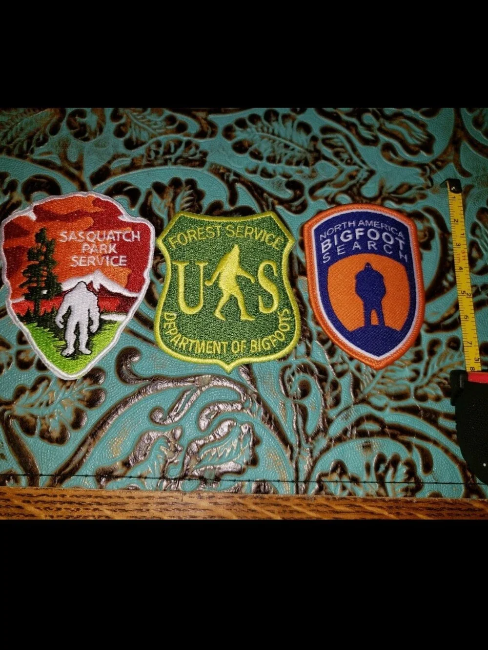 Lot Of 3 Vibrant Embroidered Fabric Sasquatch Patches